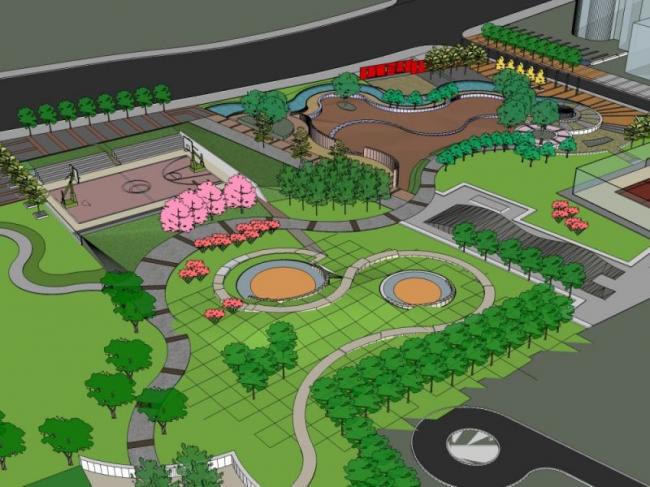 Sketchup景观模型|庭院景观，现代风格，现代庭院景观