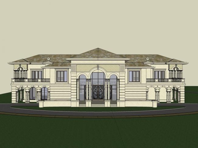 Sketchup文化模型|多层会议中心，文化建筑，古典风格