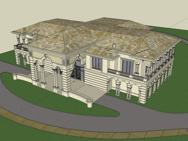 Sketchup文化模型|多层会议中心，文化建筑，古典风格