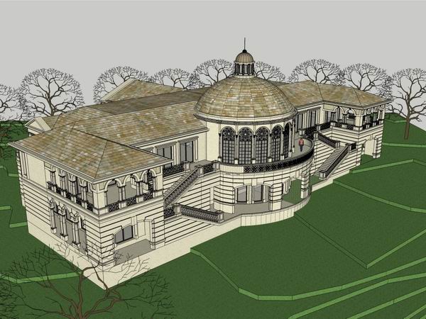 Sketchup商业模型|餐饮中心，商业，古典风格