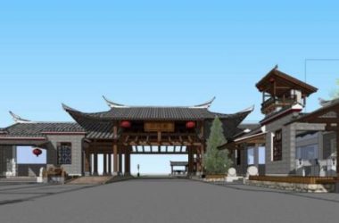 Sketchup古建筑模型|古建筑，中式风格，多层商业娱乐休闲建筑-BIM建筑网