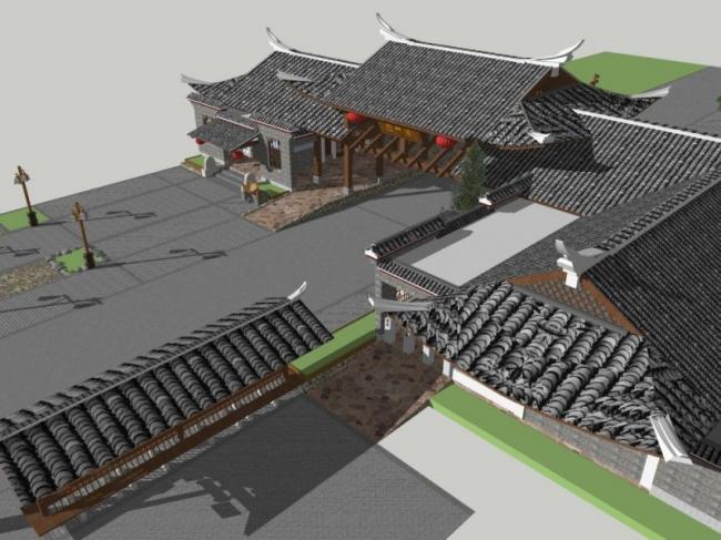 Sketchup古建筑模型|古建筑，中式风格，多层商业娱乐休闲建筑
