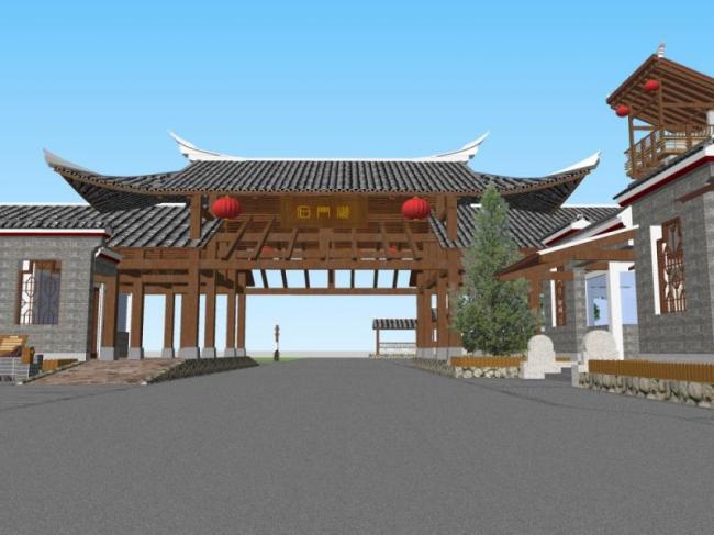 Sketchup古建筑模型|古建筑，中式风格，多层商业娱乐休闲建筑