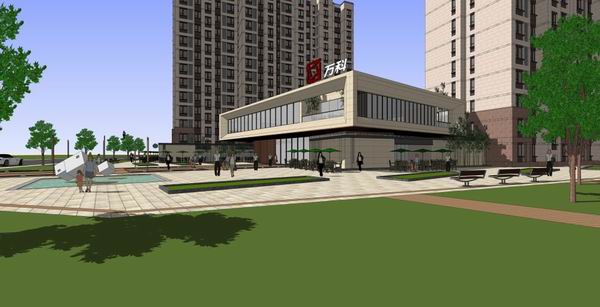 Sketchup住宅模型|高层住宅，小区会所，现代风格