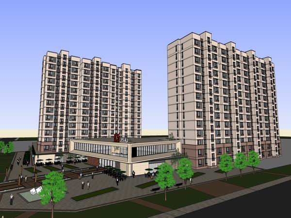 Sketchup住宅模型|高层住宅，小区会所，现代风格