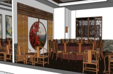 Sketchup商业模型|多层宾馆餐厅，现代风格-BIM建筑网