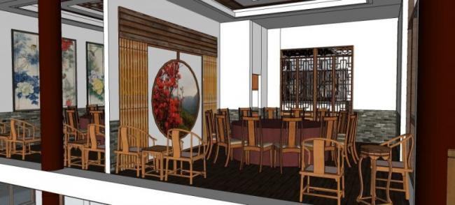 Sketchup商业模型|多层宾馆餐厅，现代风格