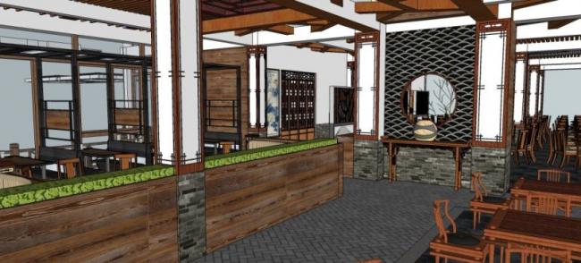 Sketchup商业模型|多层宾馆餐厅，现代风格