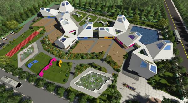 Sketchup学校模型|多层幼儿园学校，校园教育建筑，现代风格