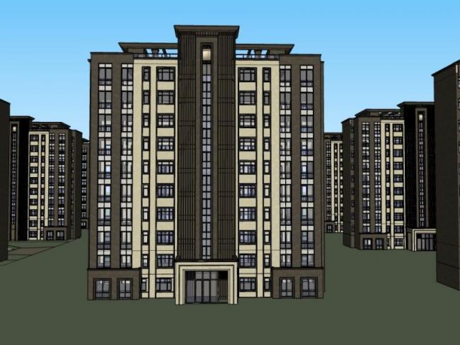 Sketchup住宅模型|小高层住宅，居住建筑，古典风格