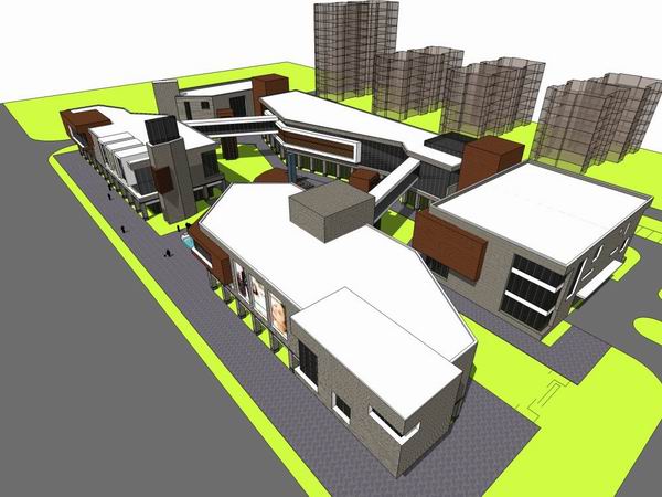 Sketchup商业模型|多层商业建筑，现代风格