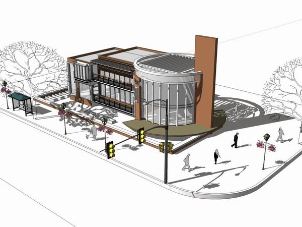 Sketchup住宅模型|多层售楼处，住宅，现代风格