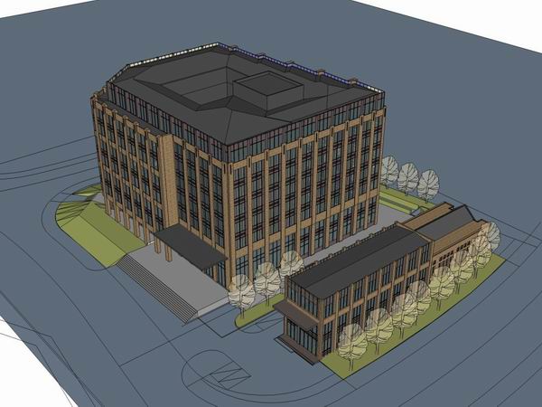 Sketchup办公模型|多层办公楼，公建，现代风格