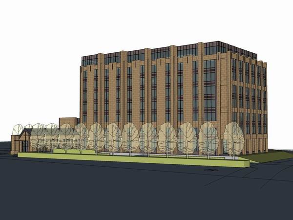 Sketchup办公模型|多层办公楼，公建，现代风格