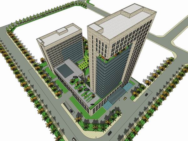 Sketchup办公模型|高层办公楼，写字楼，现代风格