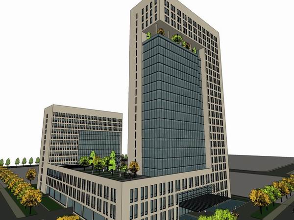 Sketchup办公模型|高层办公楼，写字楼，现代风格