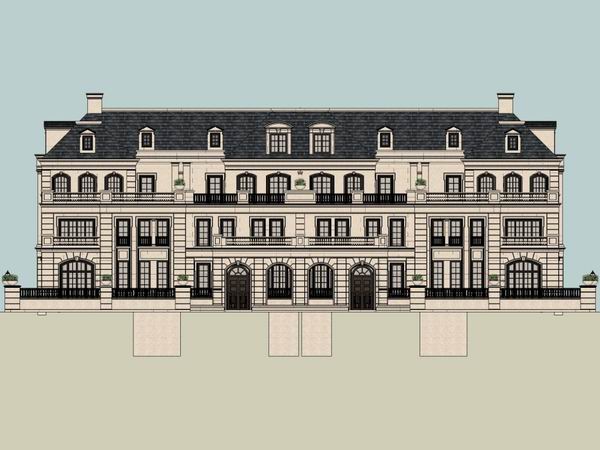 Sketchup住宅模型|多层会所，住宅，古典风格