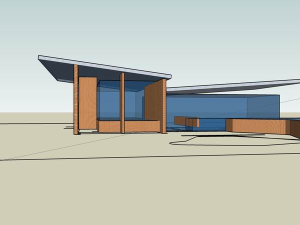 Sketchup住宅模型|多层住宅会所，现代风格