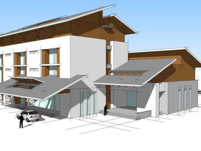 Sketchup医院模型|多层都江堰医院，医疗，现代中式风格