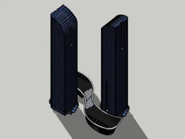Sketchup办公模型|超高层办公楼，现代风格