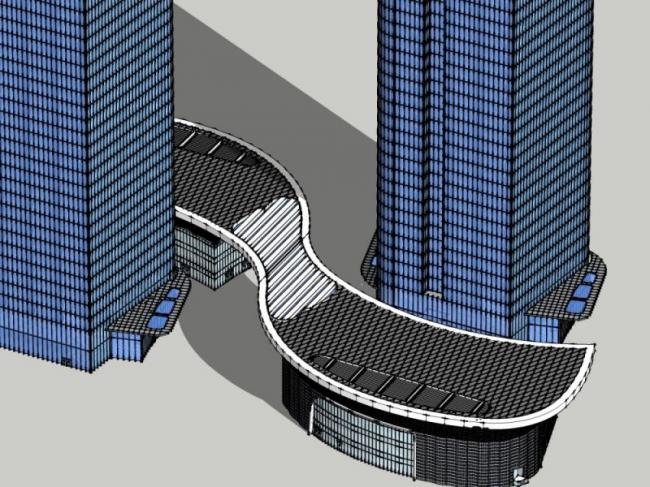 Sketchup办公模型|超高层办公楼，现代风格