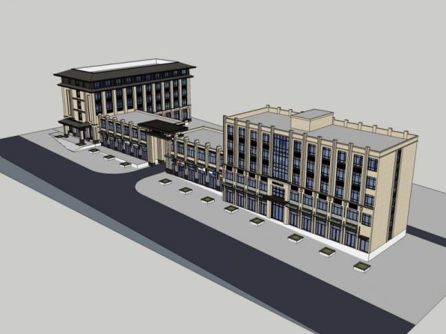 Sketchup商业模型|多层商业综合体，古典风格