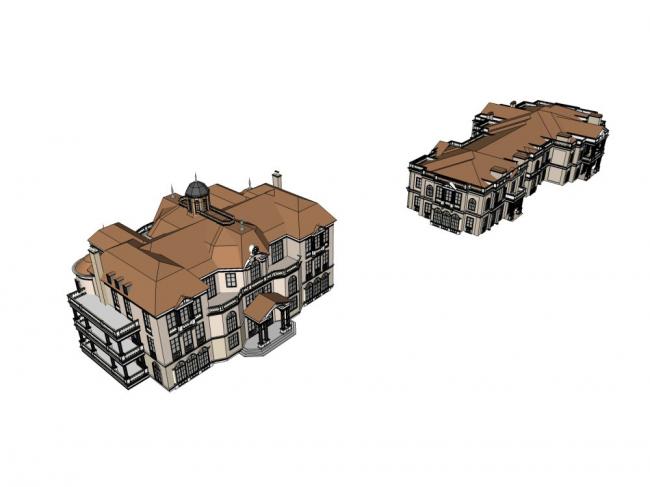 Sketchup住宅模型|多层住宅会所，古典风格
