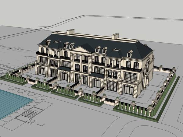 Sketchup住宅模型|多层住宅会所，古典风格