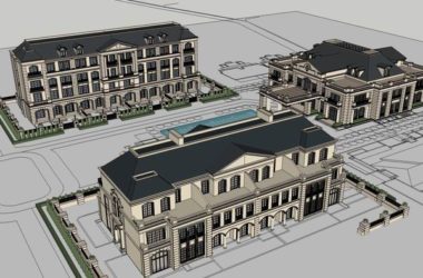 Sketchup住宅模型|多层住宅会所，古典风格-BIM建筑网