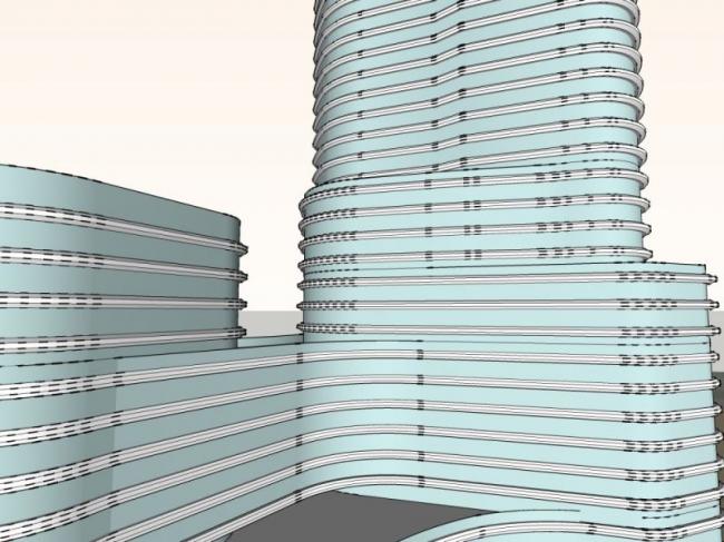 Sketchup住宅模型|超高层住宅，底层商业，现代风格