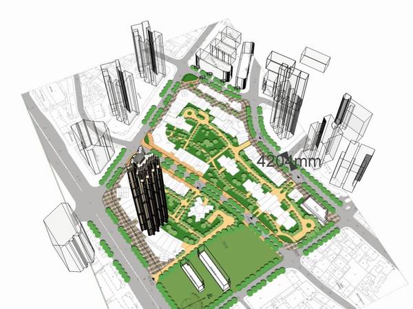 Sketchup办公模型|超高层办公楼，古典风格