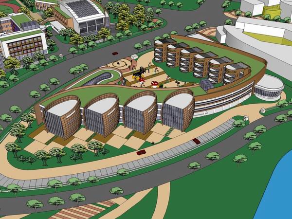Sketchup学校模型|多层学校，校园教育建筑，现代风格