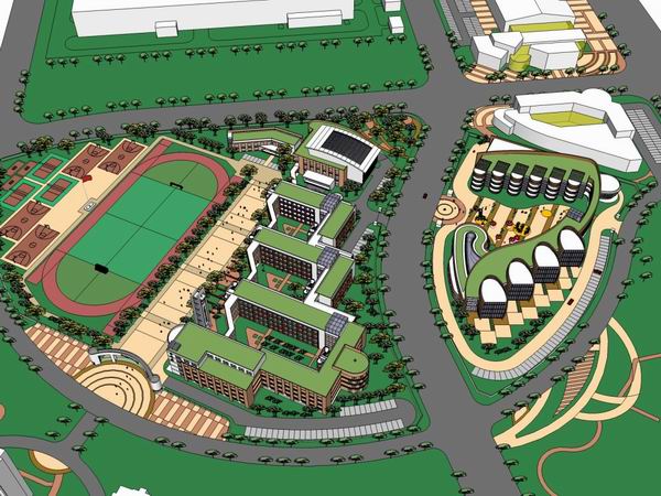 Sketchup学校模型|多层学校，校园教育建筑，现代风格