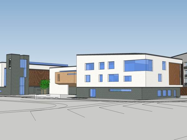Sketchup学校模型|多层中学小学学校，校园教育建筑，公建，现代中式风格