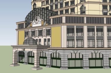 Sketchup酒店模型|高层酒店，古典风格-BIM建筑网