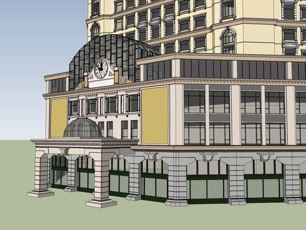Sketchup酒店模型|高层酒店，古典风格