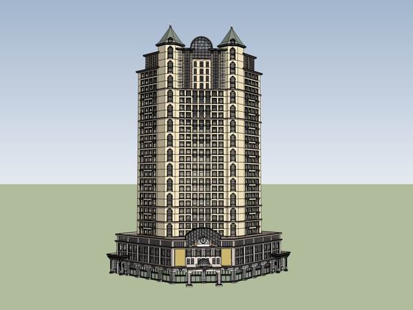 Sketchup酒店模型|高层酒店，古典风格