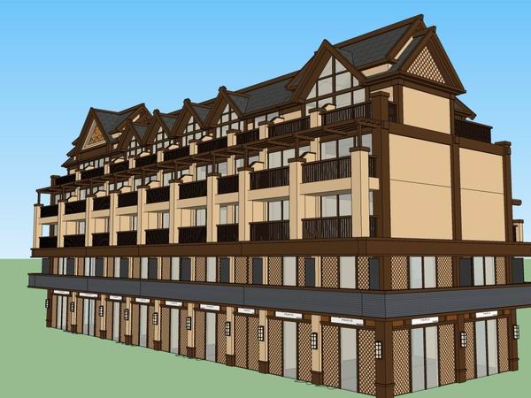 Sketchup商业模型|多层商业街，古典风格