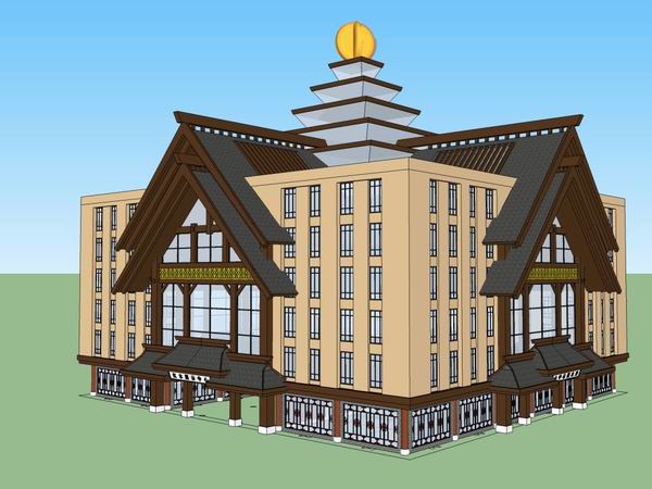 Sketchup商业模型|多层商业建筑，会所，古典风格