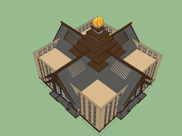 Sketchup商业模型|多层商业建筑，会所，古典风格