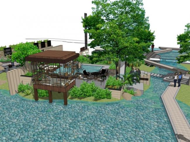 Sketchup景观模型|庭院景观，现代风格，现代庭院景观