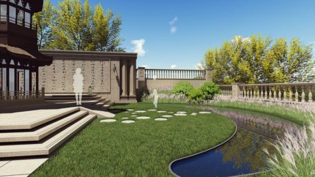 Sketchup景观模型|别墅景观，古典风格