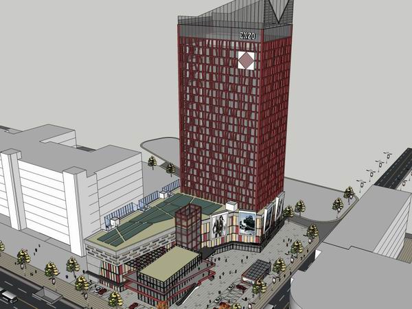 Sketchup综合体模型|多高层综合体，办公楼，住宅，商业，现代风格