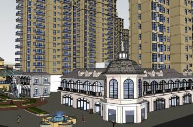 Sketchup住宅模型|高层住宅，底层商业，西班牙古典风格-BIM建筑网