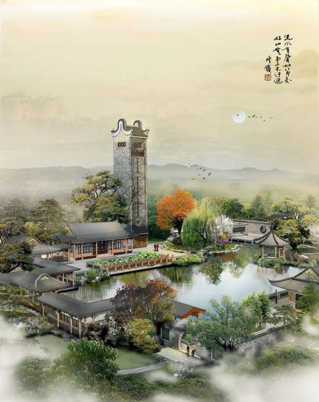 Sketchup文化模型|多层园林博览会，文化建筑，中式风格