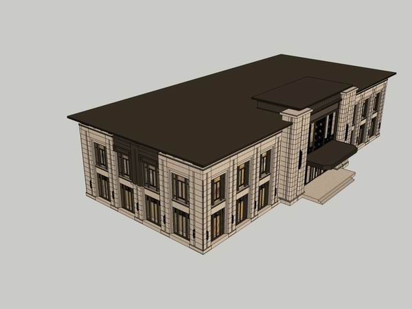Sketchup住宅模型|多屋会所方案，住宅，古典风格