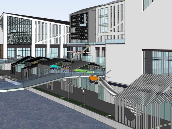 Sketchup商业模型|多层商业街，现代中式风格