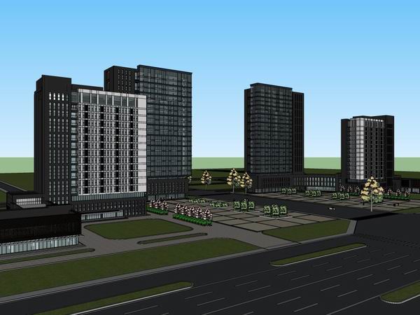 Sketchup办公模型|高层办公楼，现代风格