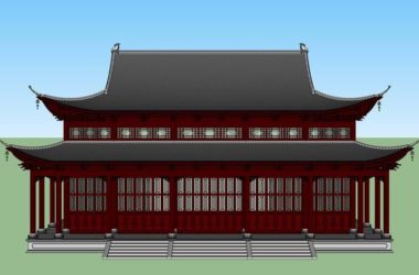Sketchup古建筑模型|多层大雄宝殿，中式风格，古建-BIM建筑网