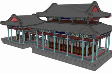 Sketchup古建筑模型|多层画舫，中式风格，古建-BIM建筑网